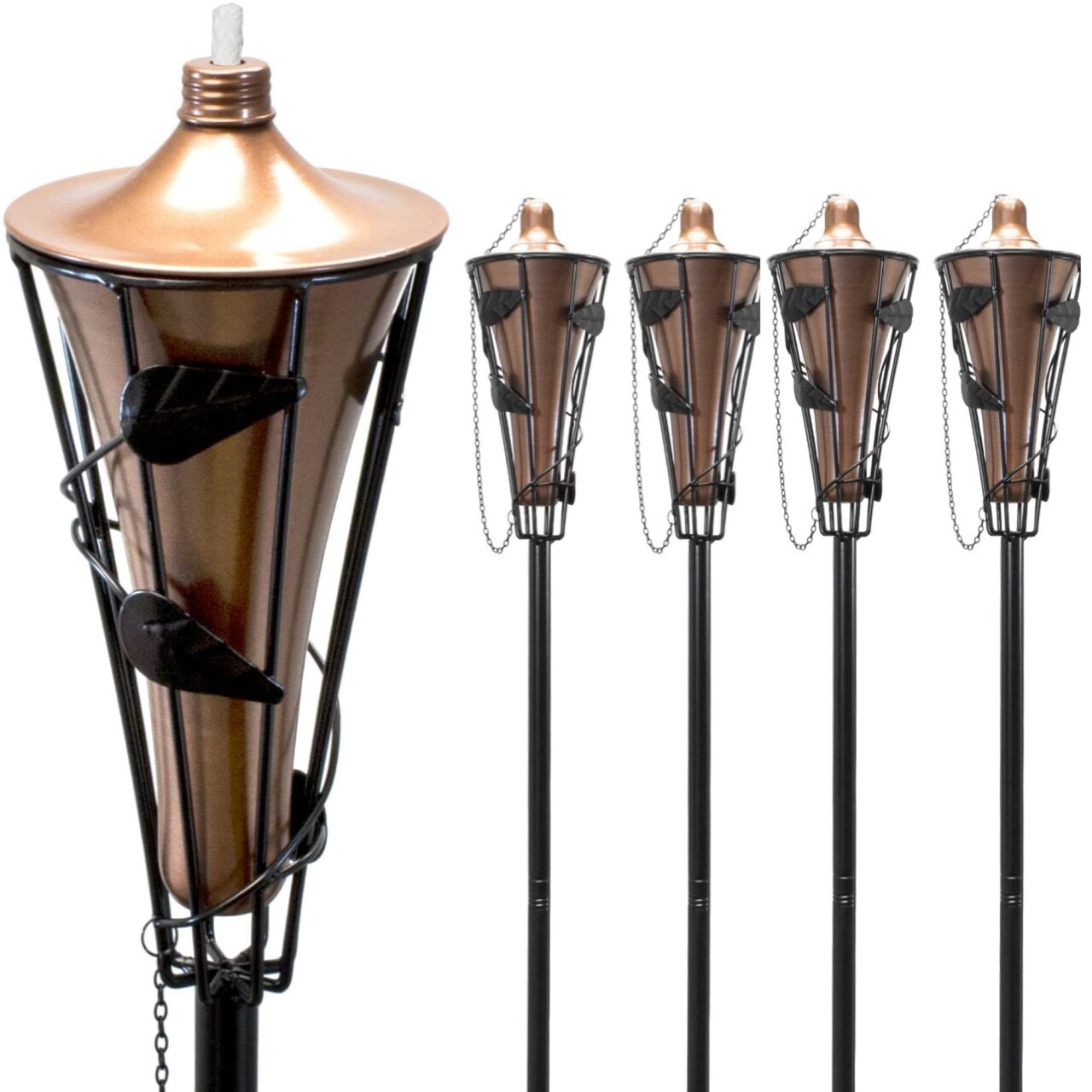Sorbus 4 Pack Outdoor Metal Patio Torches - Includes Fiberglass Wick and Snuffer Cap